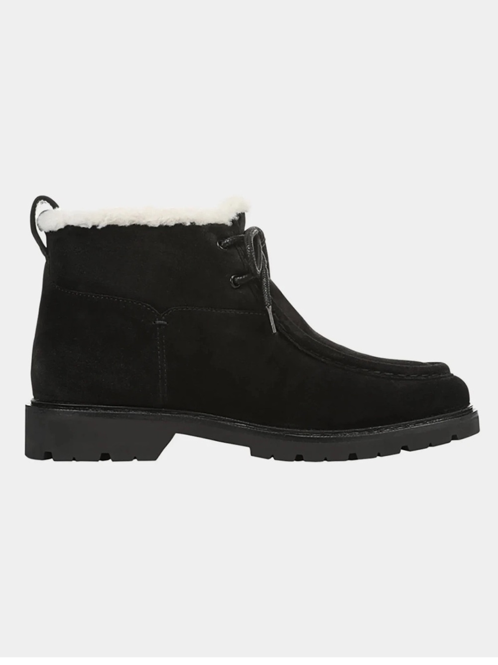 $475 Vince Sierra Lace-Up Short Boots Black Suede Shearling Water Repellant 7.5